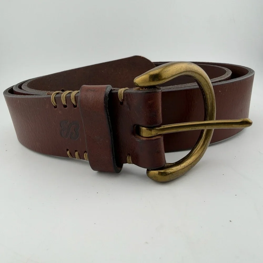 Eddie Bauer Belt XL Brown Excellent Italian Leather Handcrafted England 016-0654